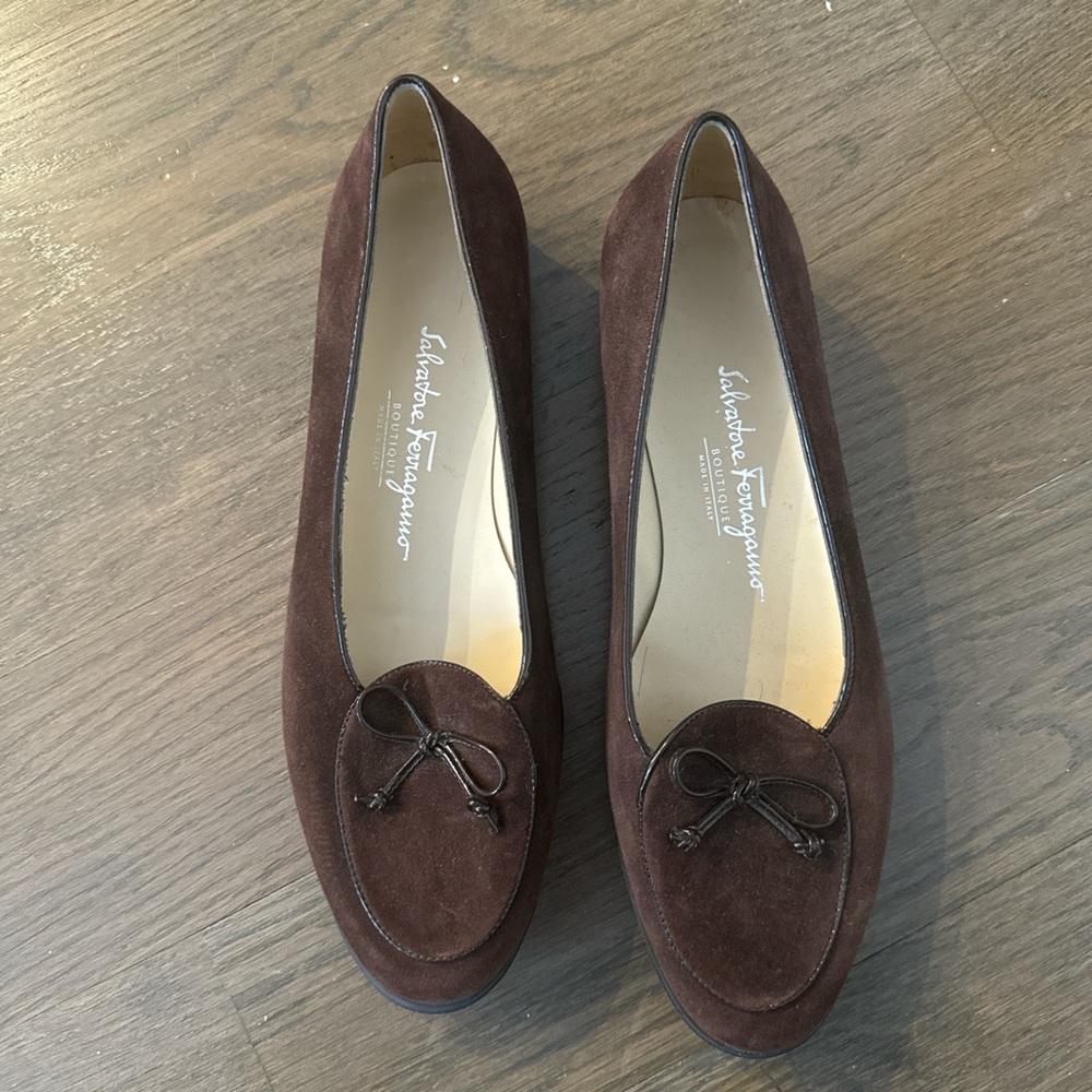 Ferragamo Brown suede loafers